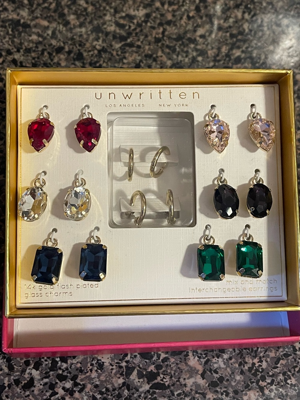 Unwritten Multicolor Interchangeable Glass Earring Charm Set